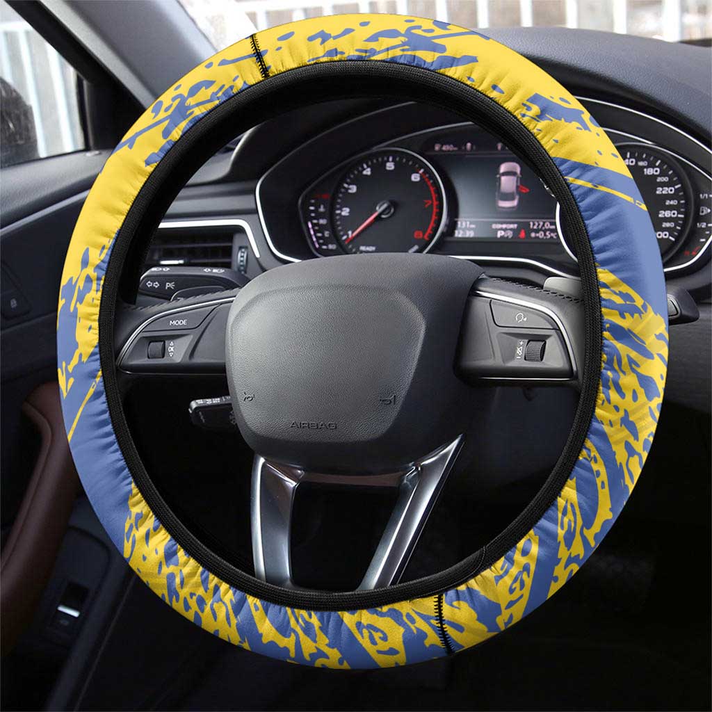 Eswatini Football Steering Wheel Cover Sihlangu Semnikati Yellow - Wonder Print Shop