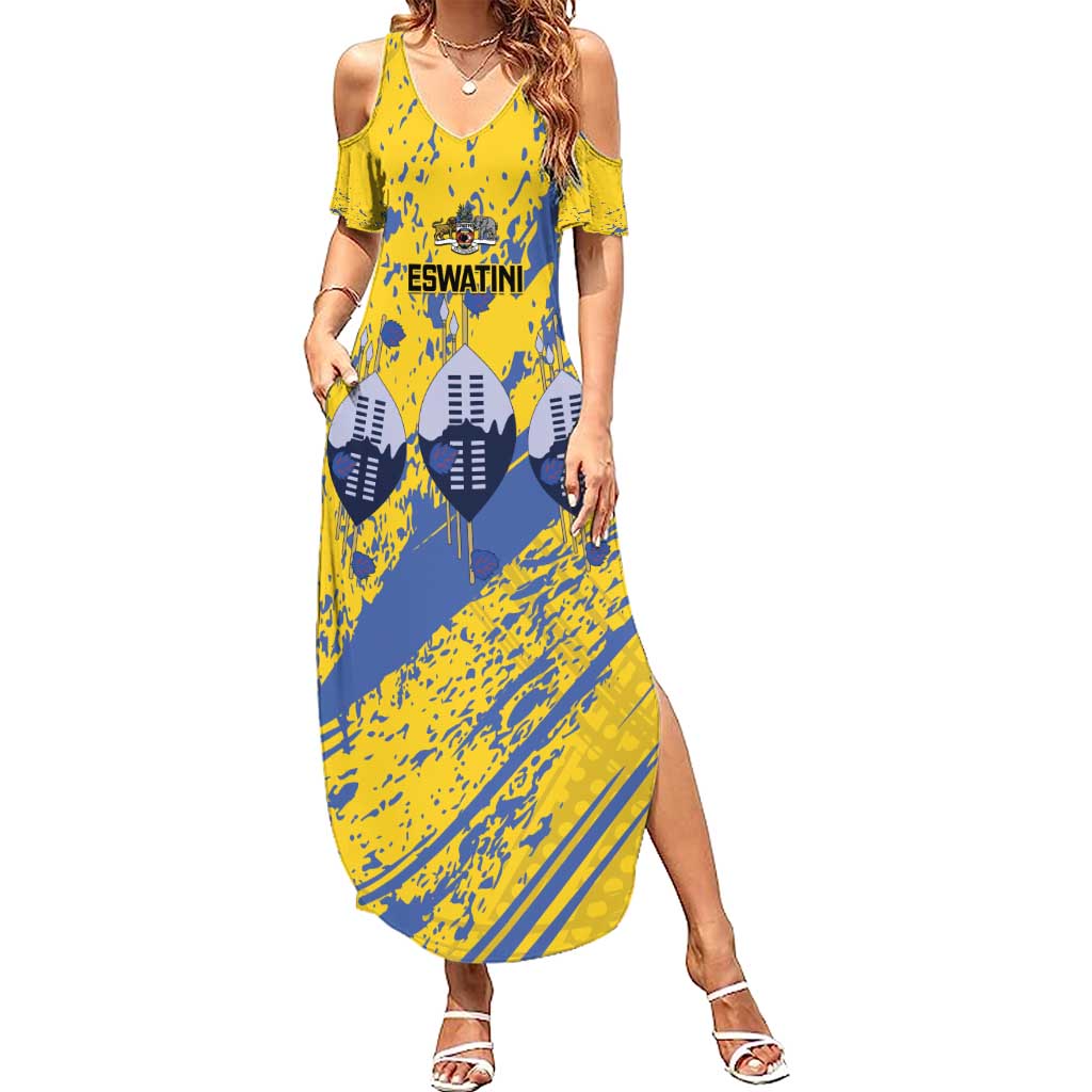 Eswatini Football Custom Summer Maxi Dress Sihlangu Semnikati Yellow - Wonder Print Shop