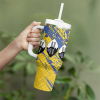 Eswatini Football Custom Tumbler With Handle Sihlangu Semnikati Yellow - Wonder Print Shop
