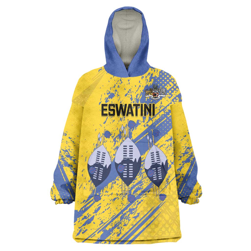 Eswatini Football Custom Wearable Blanket Hoodie Sihlangu Semnikati Yellow - Wonder Print Shop