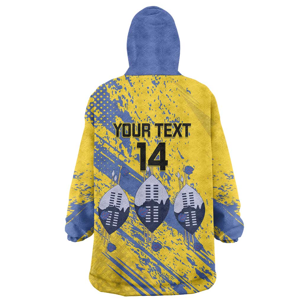 Eswatini Football Custom Wearable Blanket Hoodie Sihlangu Semnikati Yellow - Wonder Print Shop