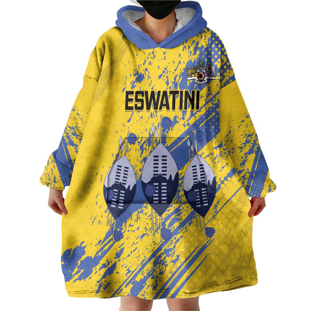 Eswatini Football Custom Wearable Blanket Hoodie Sihlangu Semnikati Yellow - Wonder Print Shop