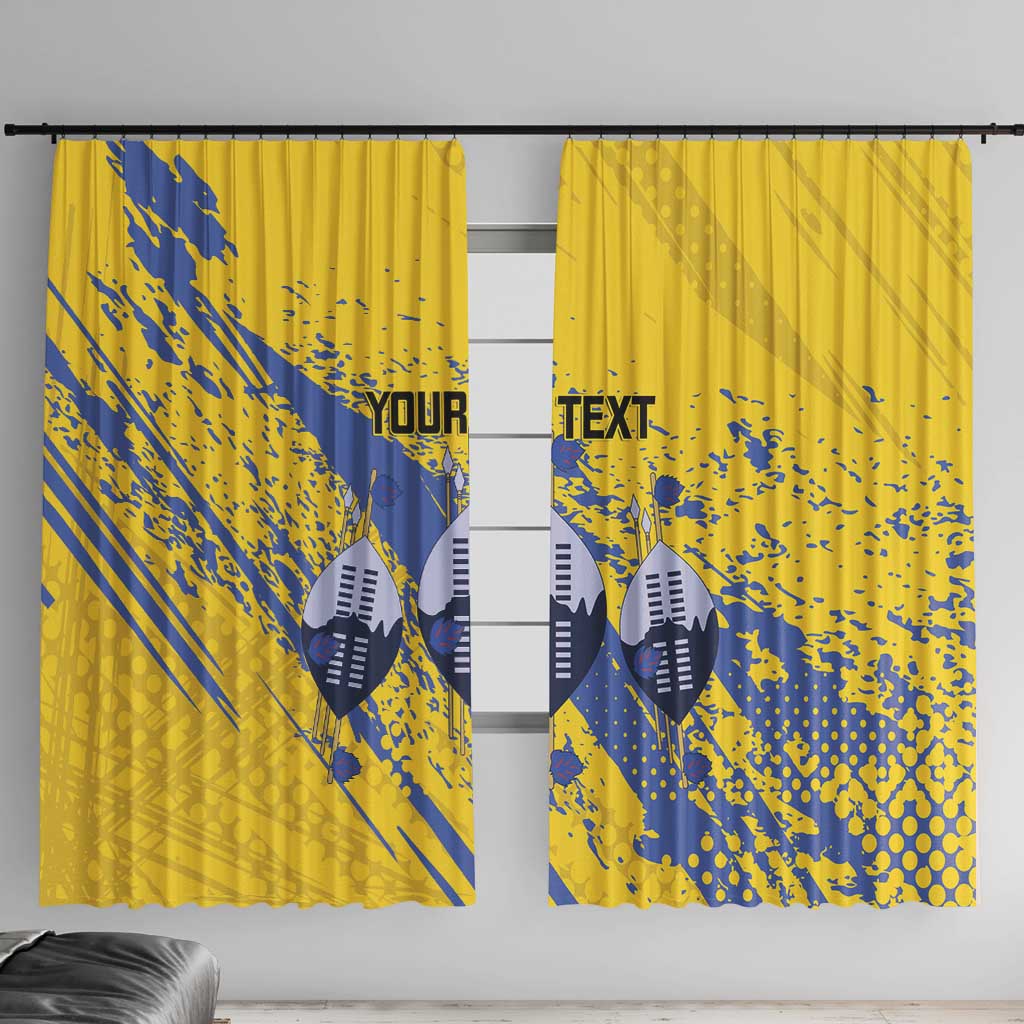 Eswatini Football Custom Window Curtain Sihlangu Semnikati Yellow - Wonder Print Shop