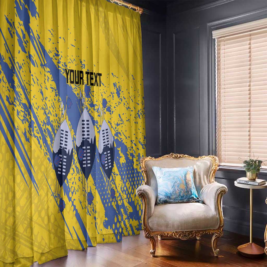 Eswatini Football Custom Window Curtain Sihlangu Semnikati Yellow - Wonder Print Shop