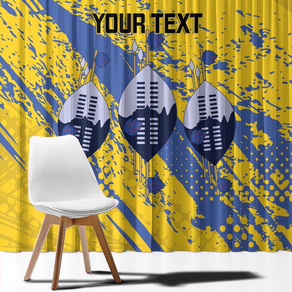 Eswatini Football Custom Window Curtain Sihlangu Semnikati Yellow - Wonder Print Shop