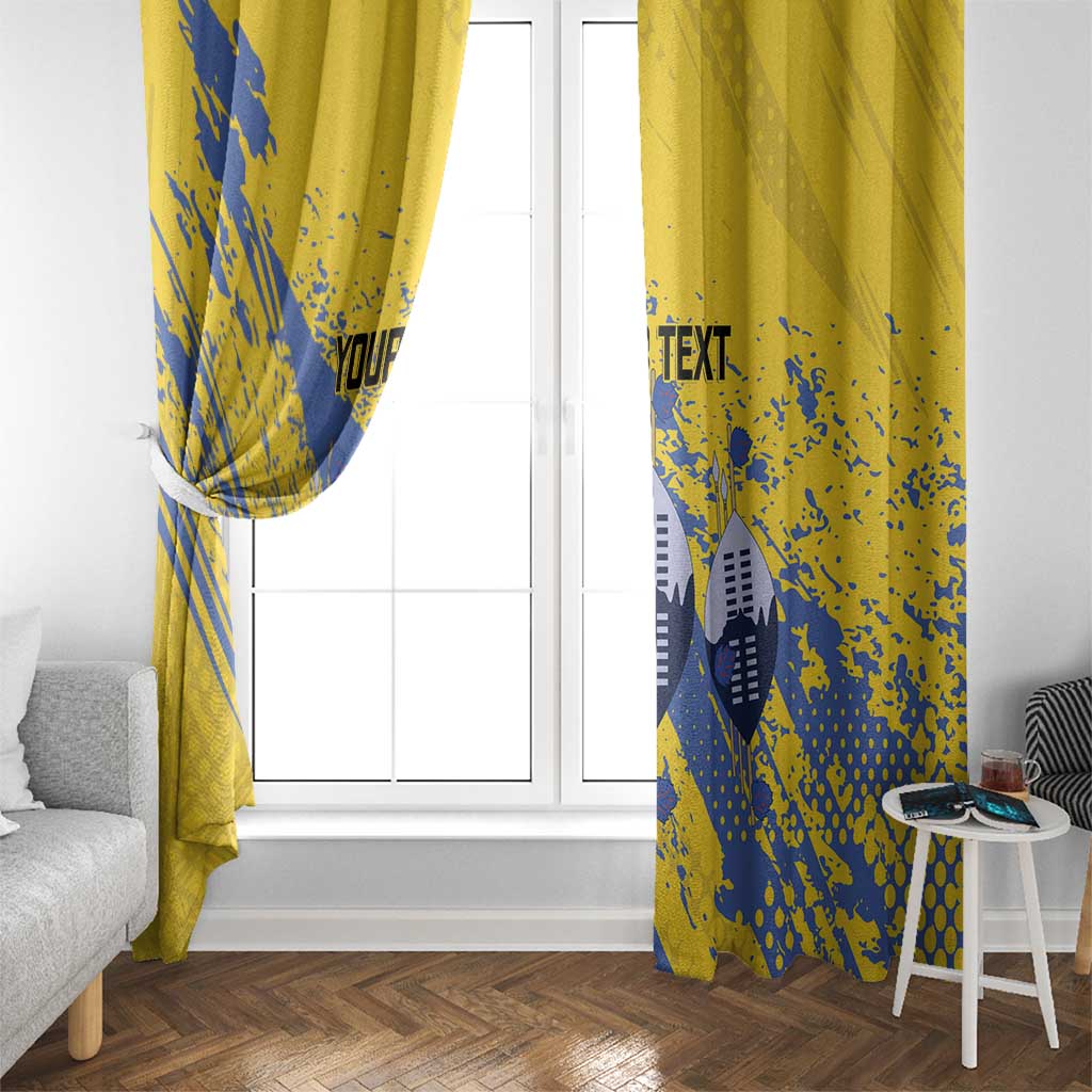 Eswatini Football Custom Window Curtain Sihlangu Semnikati Yellow - Wonder Print Shop