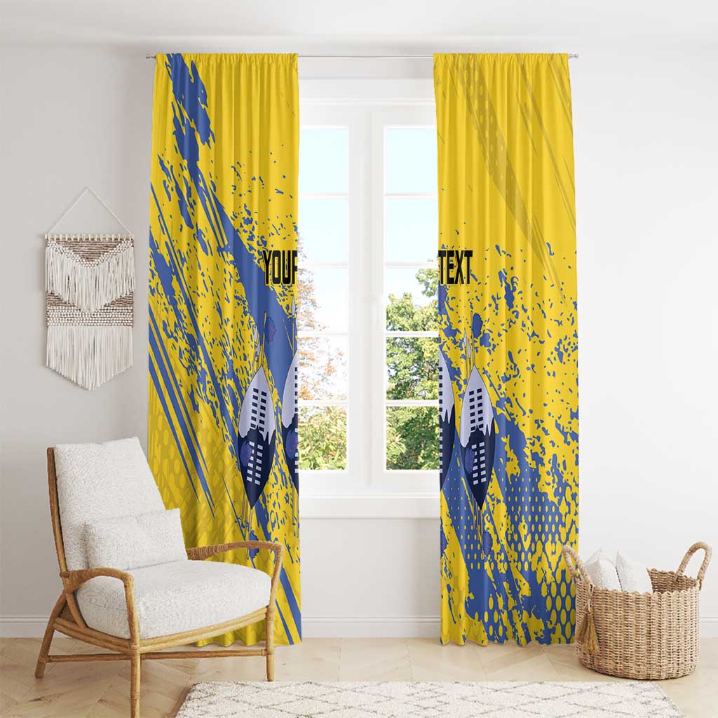 Eswatini Football Custom Window Curtain Sihlangu Semnikati Yellow - Wonder Print Shop
