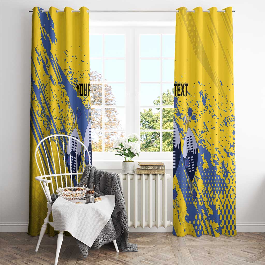 Eswatini Football Custom Window Curtain Sihlangu Semnikati Yellow - Wonder Print Shop