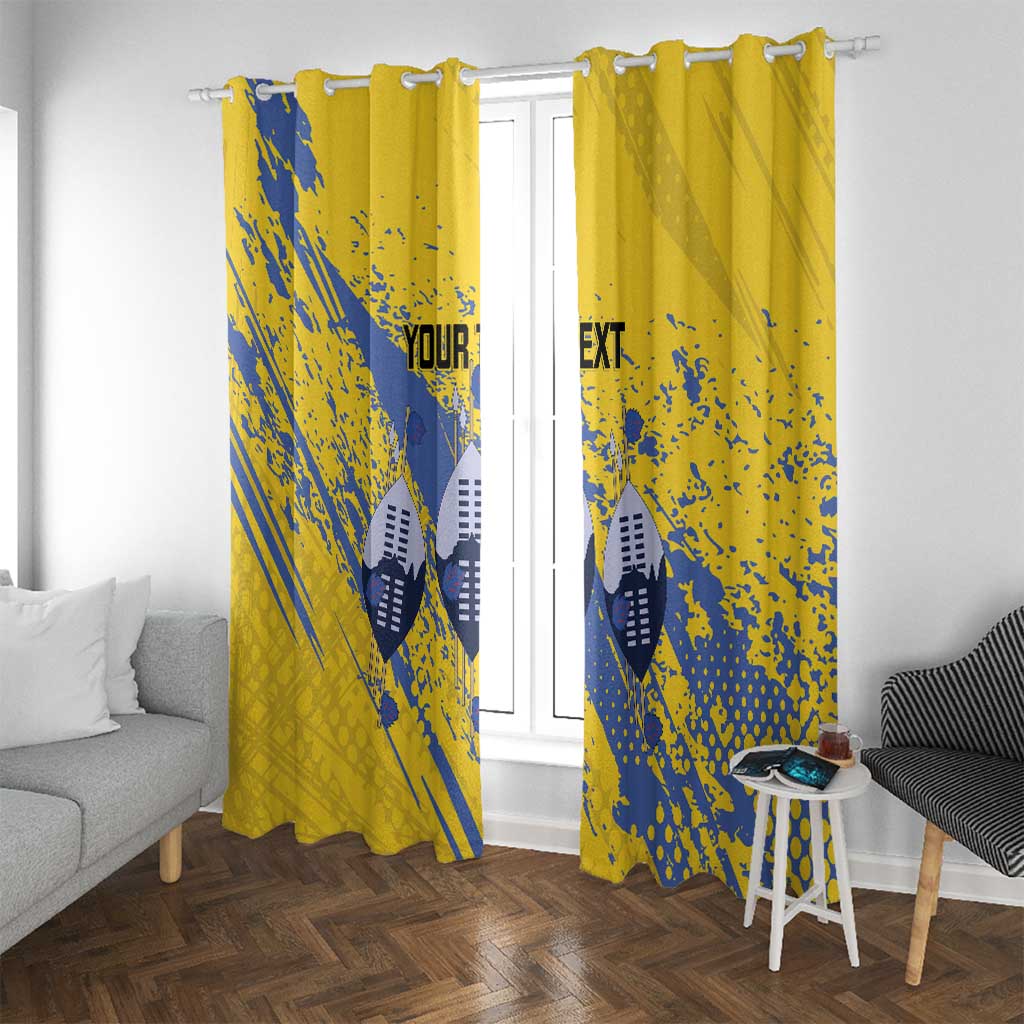 Eswatini Football Custom Window Curtain Sihlangu Semnikati Yellow - Wonder Print Shop