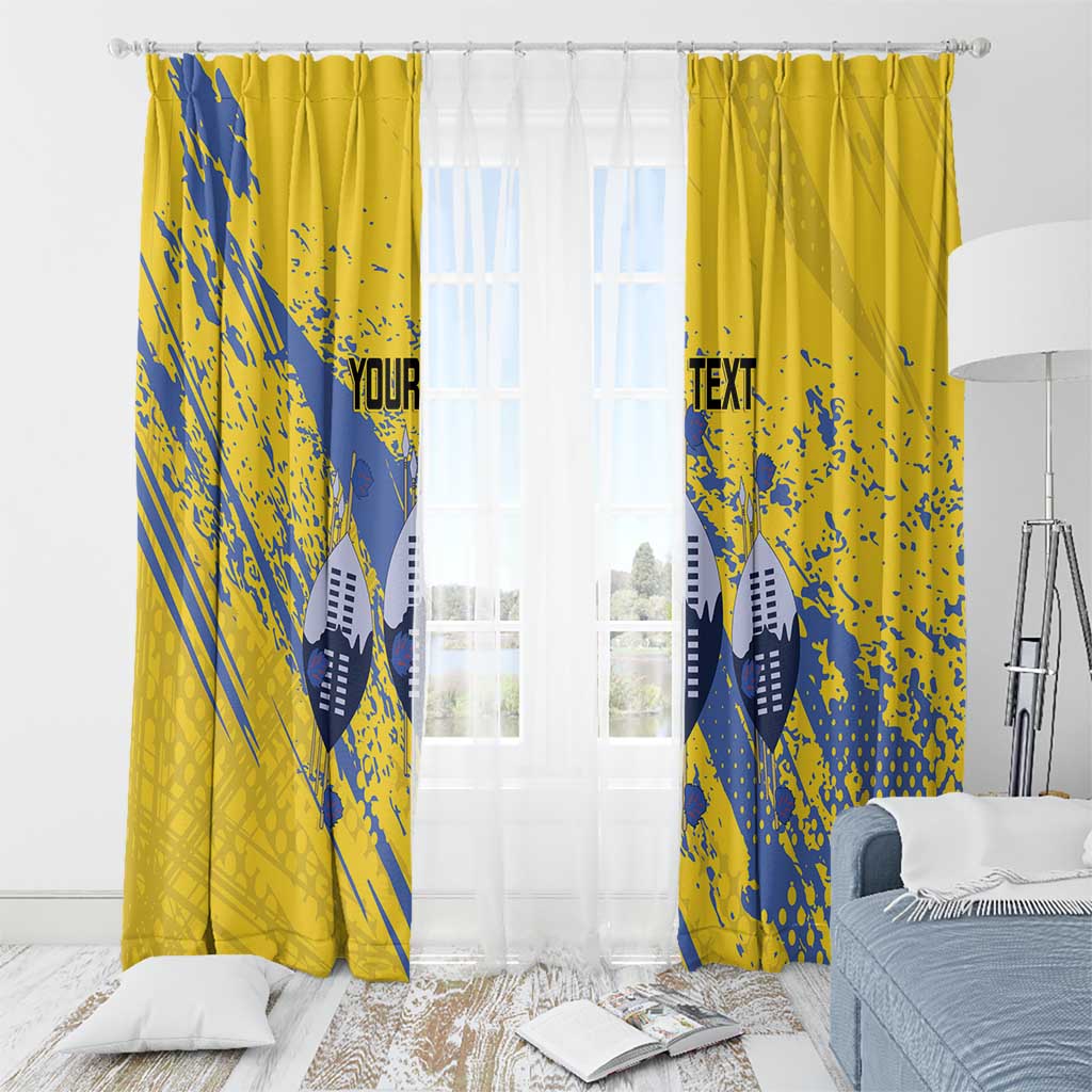 Eswatini Football Custom Window Curtain Sihlangu Semnikati Yellow - Wonder Print Shop