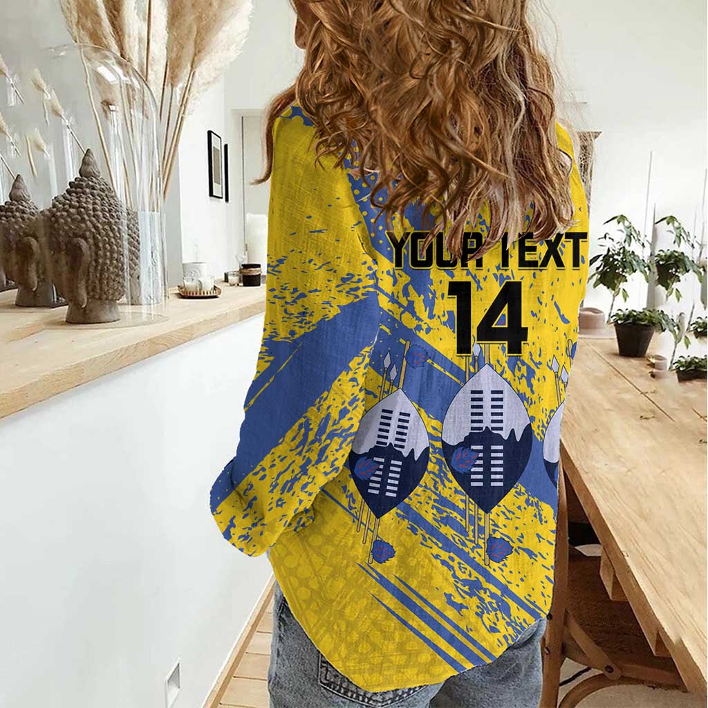 Eswatini Football Custom Women Casual Shirt Sihlangu Semnikati Yellow - Wonder Print Shop