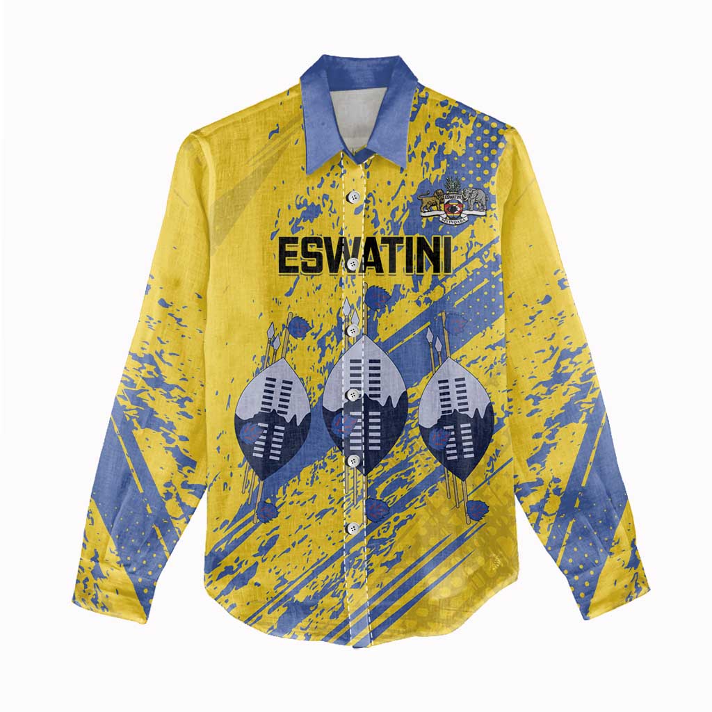 Eswatini Football Custom Women Casual Shirt Sihlangu Semnikati Yellow - Wonder Print Shop