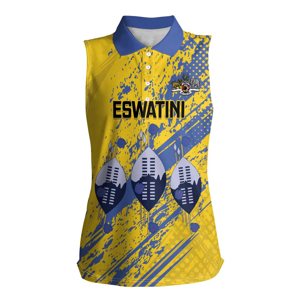 Eswatini Football Custom Women Sleeveless Polo Shirt Sihlangu Semnikati Yellow - Wonder Print Shop