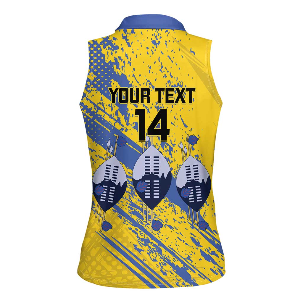 Eswatini Football Custom Women Sleeveless Polo Shirt Sihlangu Semnikati Yellow - Wonder Print Shop