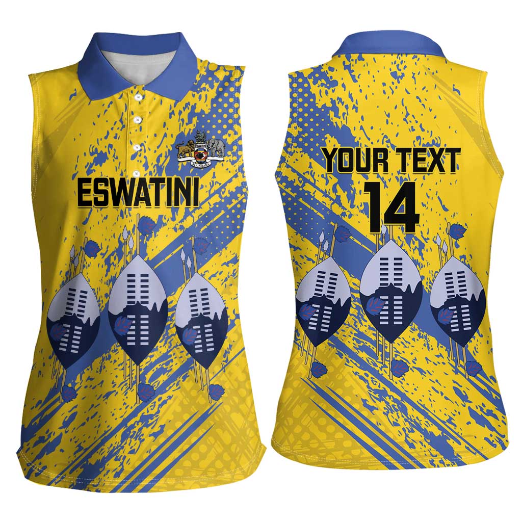 Eswatini Football Custom Women Sleeveless Polo Shirt Sihlangu Semnikati Yellow - Wonder Print Shop