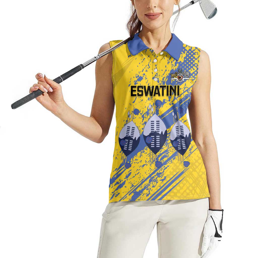 Eswatini Football Custom Women Sleeveless Polo Shirt Sihlangu Semnikati Yellow - Wonder Print Shop
