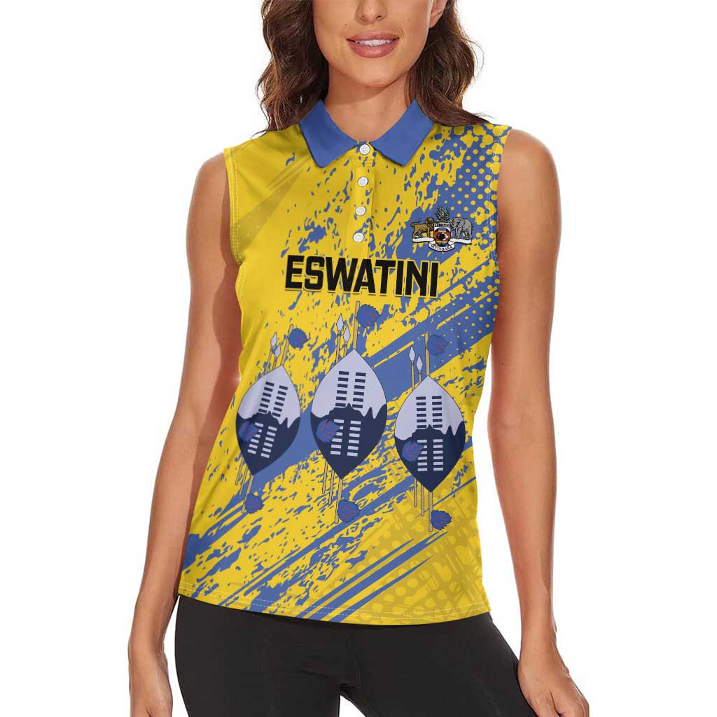 Eswatini Football Custom Women Sleeveless Polo Shirt Sihlangu Semnikati Yellow - Wonder Print Shop