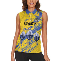 Eswatini Football Custom Women Sleeveless Polo Shirt Sihlangu Semnikati Yellow - Wonder Print Shop