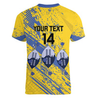 Eswatini Football Custom Women V-Neck T-Shirt Sihlangu Semnikati Yellow - Wonder Print Shop