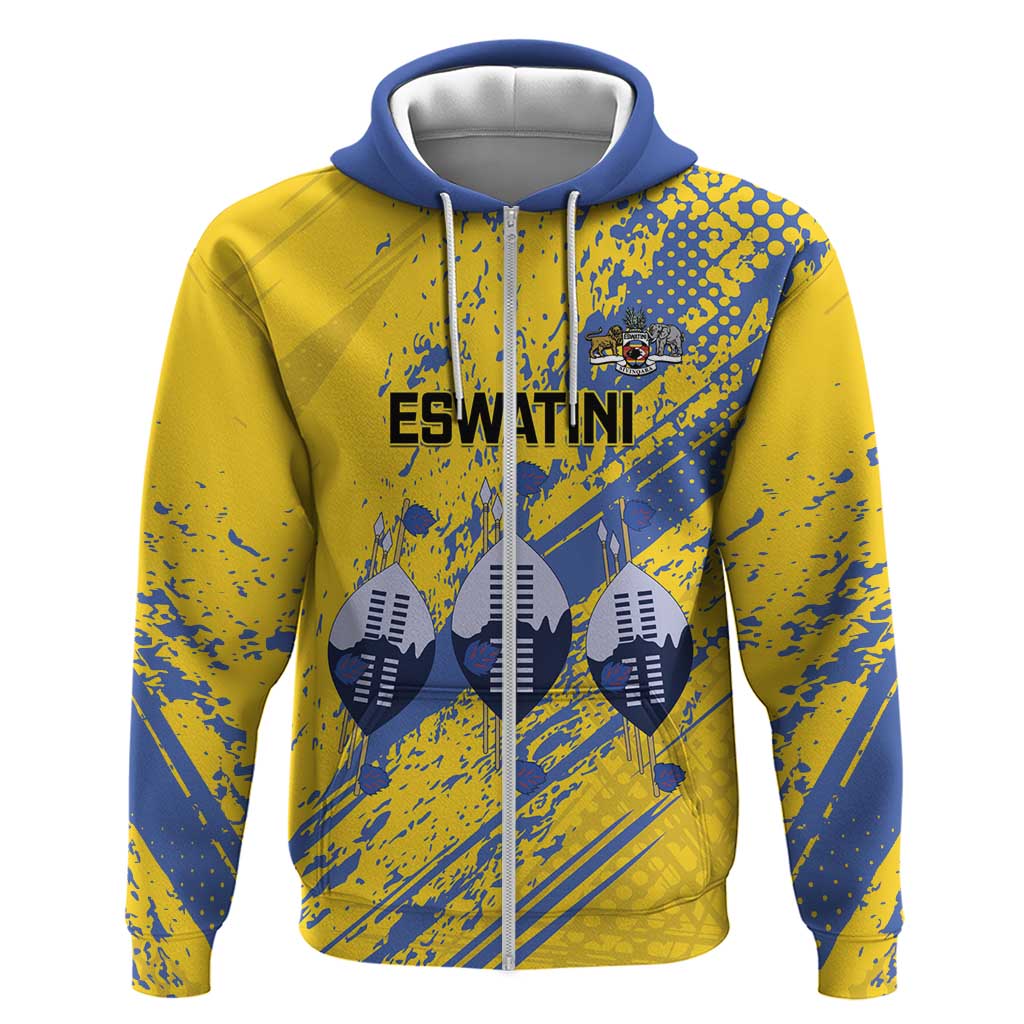 Eswatini Football Custom Zip Hoodie Sihlangu Semnikati Yellow - Wonder Print Shop