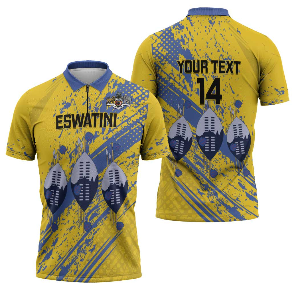 Eswatini Football Custom Zipper Polo Shirt Sihlangu Semnikati Yellow - Wonder Print Shop