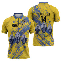 Eswatini Football Custom Zipper Polo Shirt Sihlangu Semnikati Yellow - Wonder Print Shop
