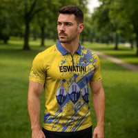 Eswatini Football Custom Zipper Polo Shirt Sihlangu Semnikati Yellow - Wonder Print Shop