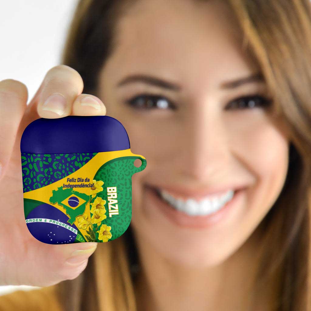 Brazil Independence Day AirPods Case Ordem e Progresso Map With Golden Trumpet - Wonder Print Shop