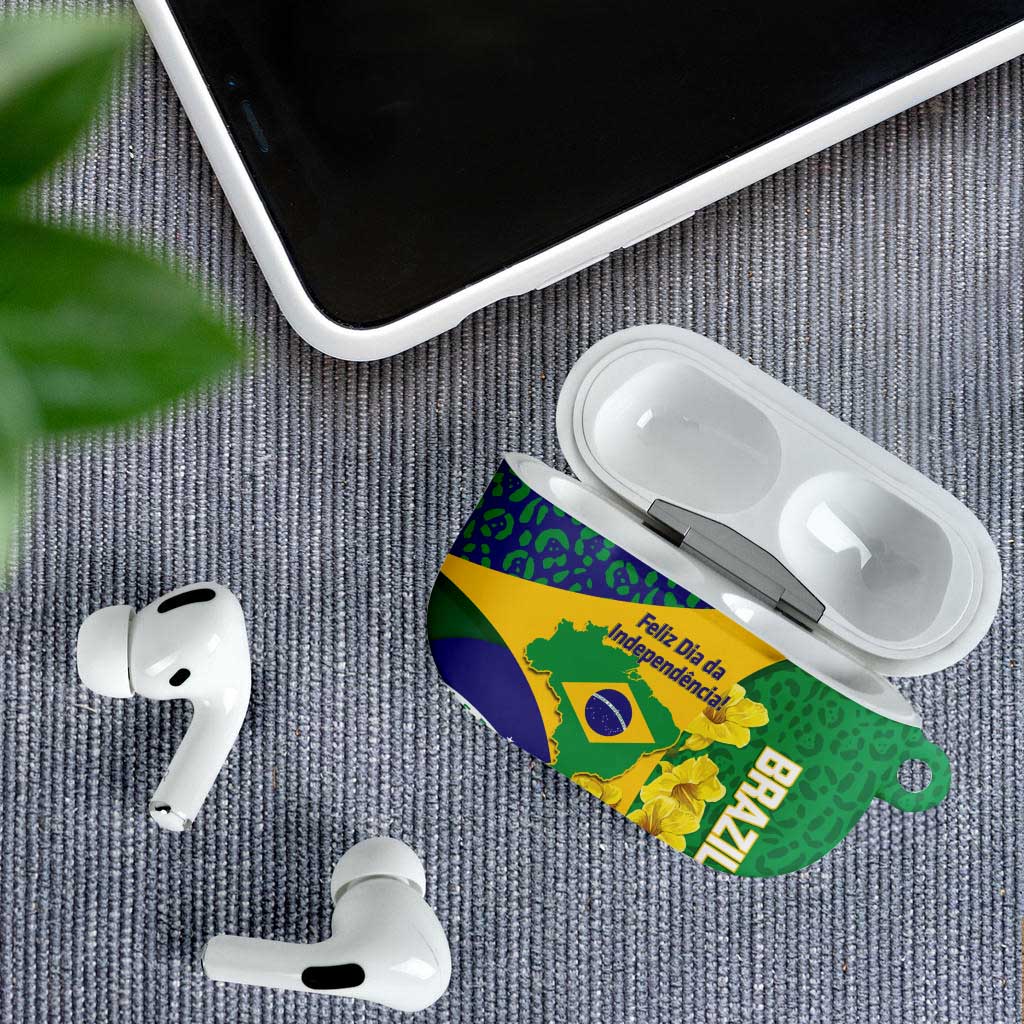 Brazil Independence Day AirPods Case Ordem e Progresso Map With Golden Trumpet - Wonder Print Shop