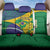 Brazil Independence Day Back Car Seat Cover Ordem e Progresso Map With Golden Trumpet - Wonder Print Shop