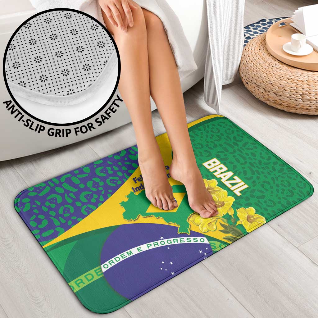 Brazil Independence Day Bathroom Set Ordem e Progresso Map With Golden Trumpet - Wonder Print Shop