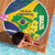 Brazil Independence Day Beach Blanket Ordem e Progresso Map With Golden Trumpet - Wonder Print Shop