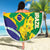 Brazil Independence Day Beach Blanket Ordem e Progresso Map With Golden Trumpet - Wonder Print Shop