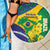 Brazil Independence Day Beach Blanket Ordem e Progresso Map With Golden Trumpet - Wonder Print Shop