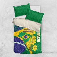 Brazil Independence Day Bedding Set Ordem e Progresso Map With Golden Trumpet - Wonder Print Shop