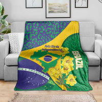 Brazil Independence Day Blanket Ordem e Progresso Map With Golden Trumpet - Wonder Print Shop