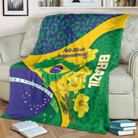 Brazil Independence Day Blanket Ordem e Progresso Map With Golden Trumpet - Wonder Print Shop