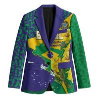 Brazil Independence Day Blazer Ordem e Progresso Map With Golden Trumpet - Wonder Print Shop