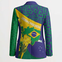 Brazil Independence Day Blazer Ordem e Progresso Map With Golden Trumpet - Wonder Print Shop