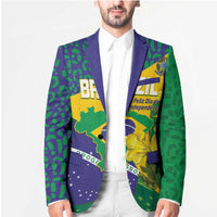 Brazil Independence Day Blazer Ordem e Progresso Map With Golden Trumpet - Wonder Print Shop