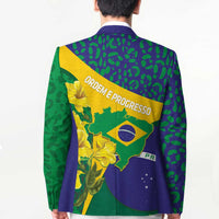 Brazil Independence Day Blazer Ordem e Progresso Map With Golden Trumpet - Wonder Print Shop