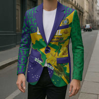 Brazil Independence Day Blazer Ordem e Progresso Map With Golden Trumpet - Wonder Print Shop