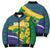 Brazil Independence Day Bomber Puffer Jacket Ordem e Progresso Map With Golden Trumpet - Wonder Print Shop