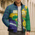 Brazil Independence Day Bomber Puffer Jacket Ordem e Progresso Map With Golden Trumpet - Wonder Print Shop