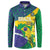 Brazil Independence Day Button Sweatshirt Ordem e Progresso Map With Golden Trumpet - Wonder Print Shop