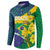 Brazil Independence Day Button Sweatshirt Ordem e Progresso Map With Golden Trumpet - Wonder Print Shop