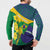 Brazil Independence Day Button Sweatshirt Ordem e Progresso Map With Golden Trumpet - Wonder Print Shop