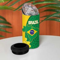 Brazil Independence Day 4 in 1 Can Cooler Tumbler Ordem e Progresso Map With Golden Trumpet - Wonder Print Shop