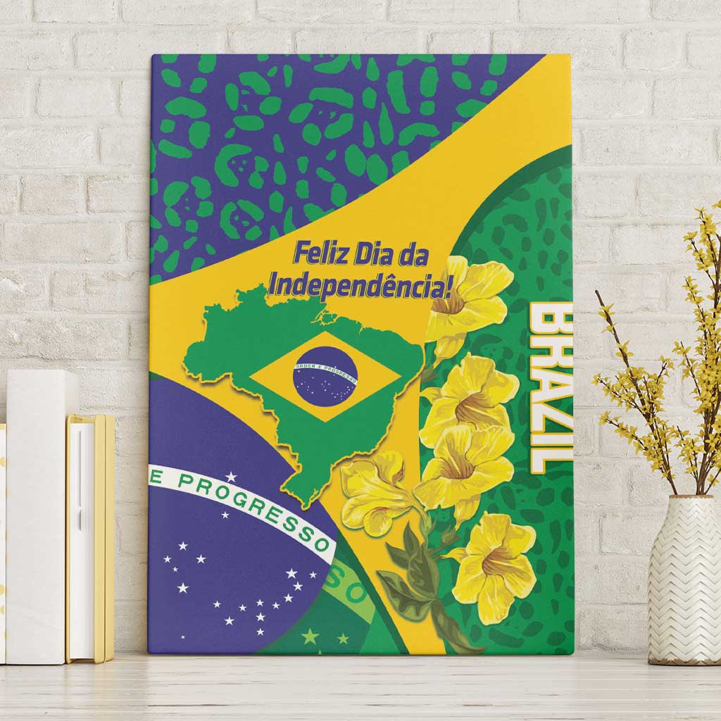 Brazil Independence Day Canvas Wall Art Ordem e Progresso Map With Golden Trumpet - Wonder Print Shop