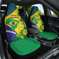 Brazil Independence Day Car Seat Cover Ordem e Progresso Map With Golden Trumpet - Wonder Print Shop
